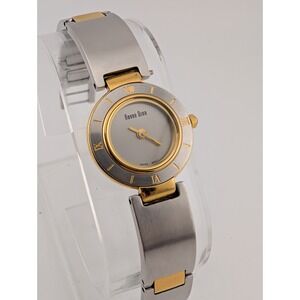 Vintage Roven Dino Swiss Watch Women 22mm Case Two Tone 5.75" Band- New Battery